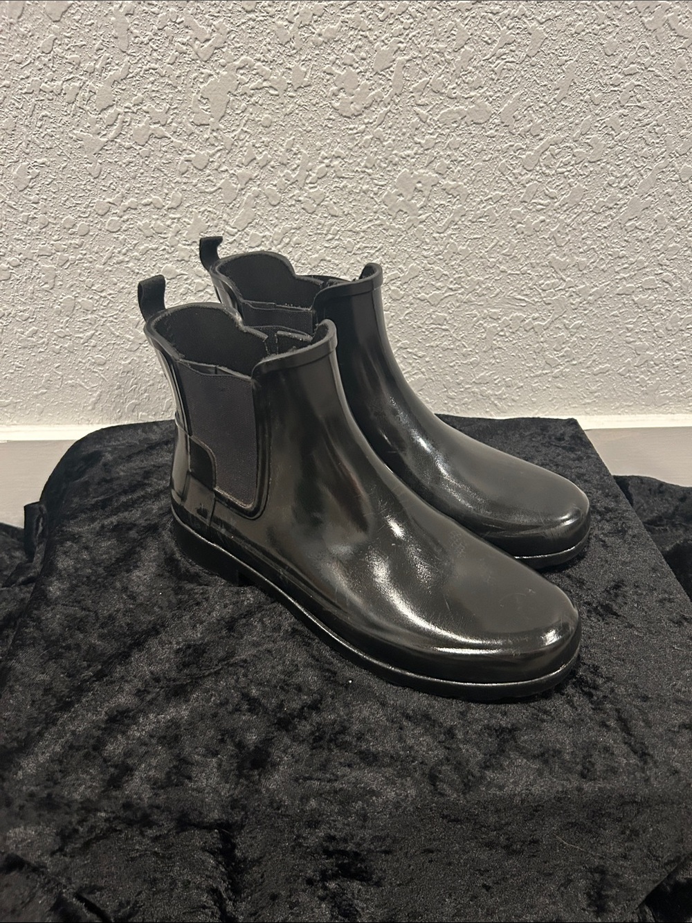 Hunter Women's Black Chelsea Rain Booties 7